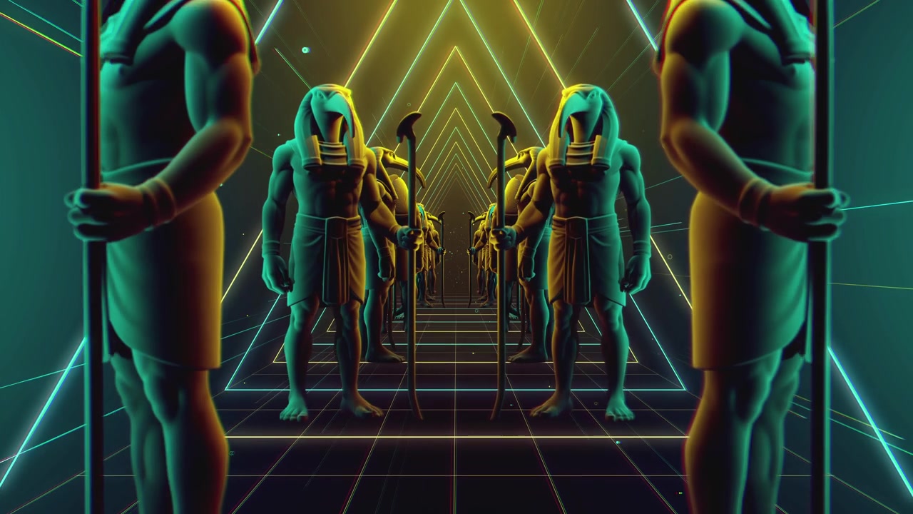 古埃及神托特雕像的VJ循环动画视频素材画面4