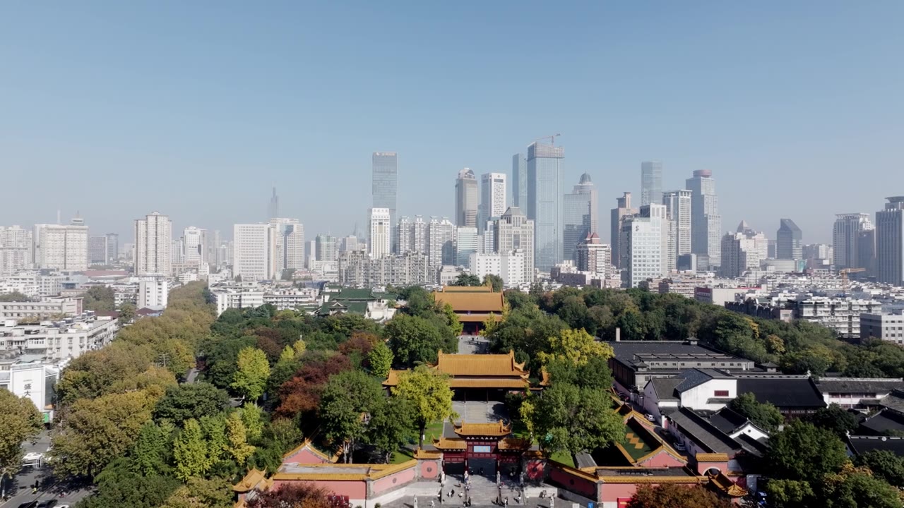 航拍中国江苏南京朝天宫历史建筑群视频素材画面2