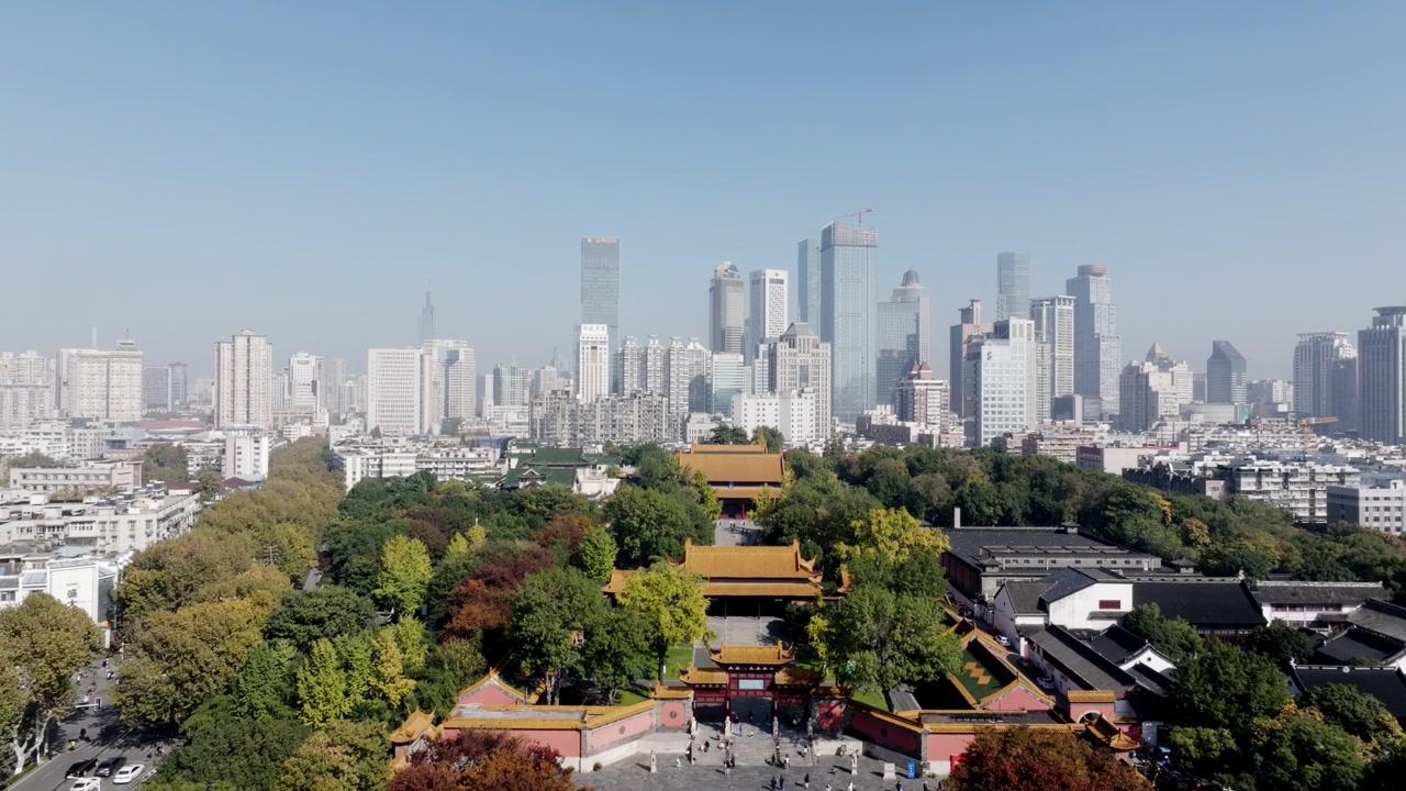 航拍中国江苏南京朝天宫历史建筑群视频素材画面3