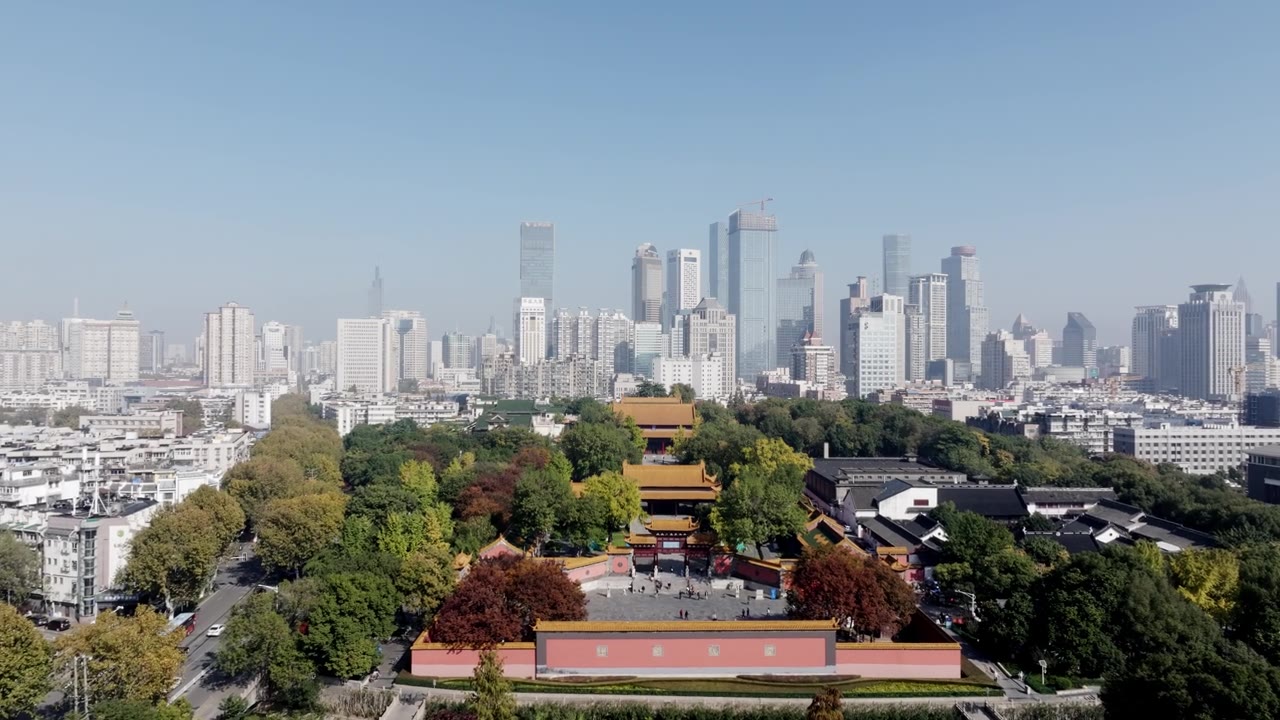 航拍南京朝天宫历史建筑群视频素材画面2