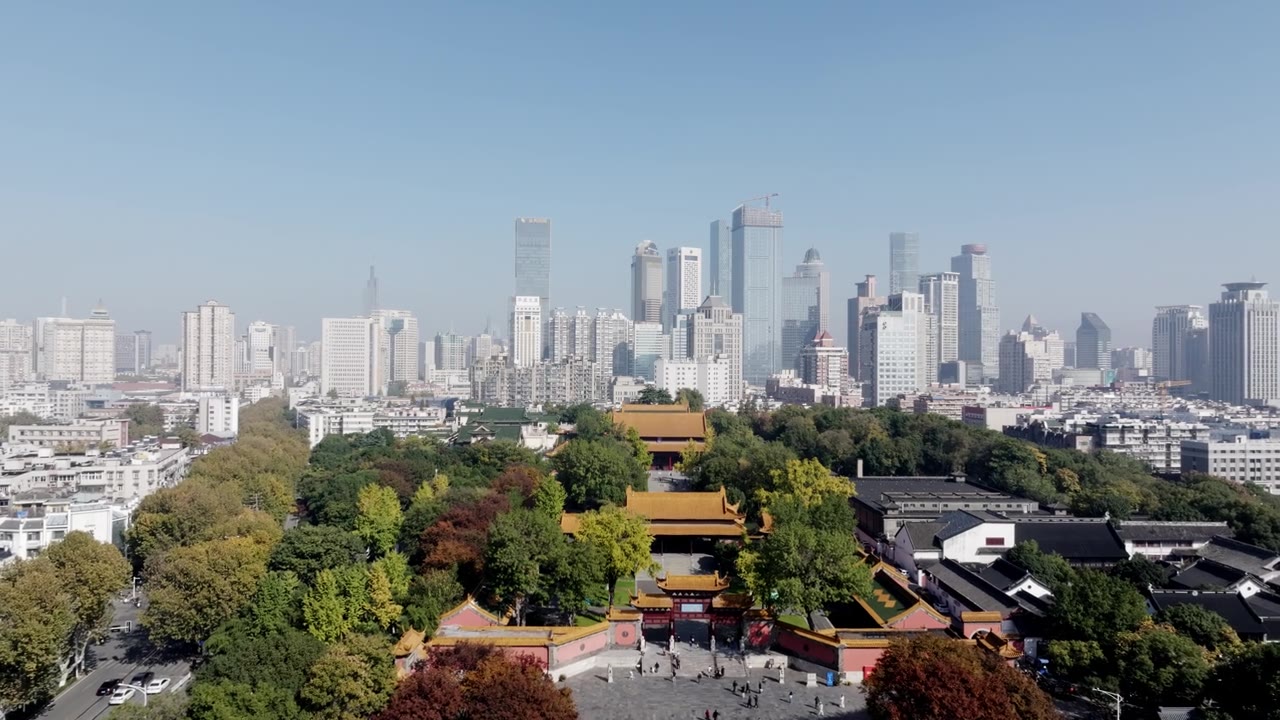 航拍南京朝天宫历史建筑群视频素材画面4