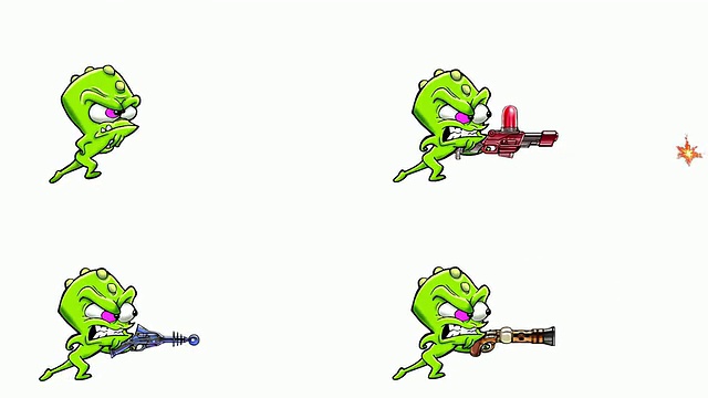 怪物射击。4在1。Loopable。亮度无光。视频素材画面1