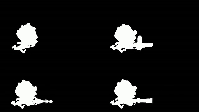怪物射击。4在1。Loopable。亮度无光。视频素材画面4