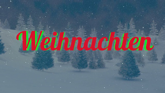 动画的Weihnachten文本在夜森林5视频素材画面1