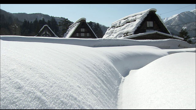 Gifu白川县，被积雪包围的房屋视频素材