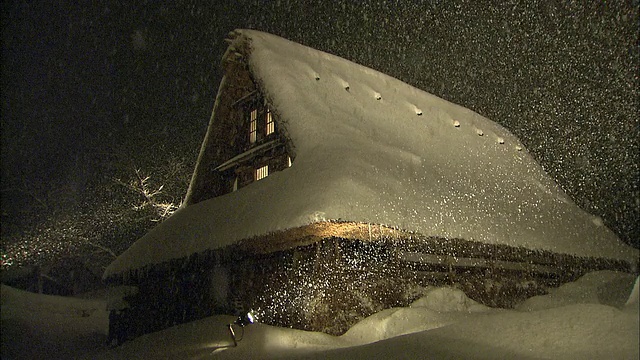 Gasshozukuri屋在大雪，白川，岐阜县视频素材