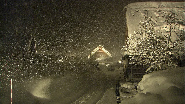 大雪中的房屋，白川县，岐阜县视频素材