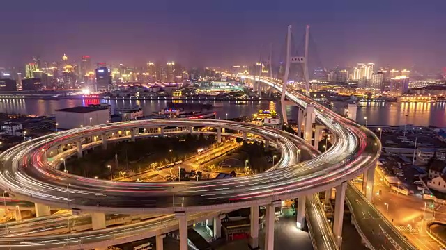 南浦大桥夜景/中国上海视频素材