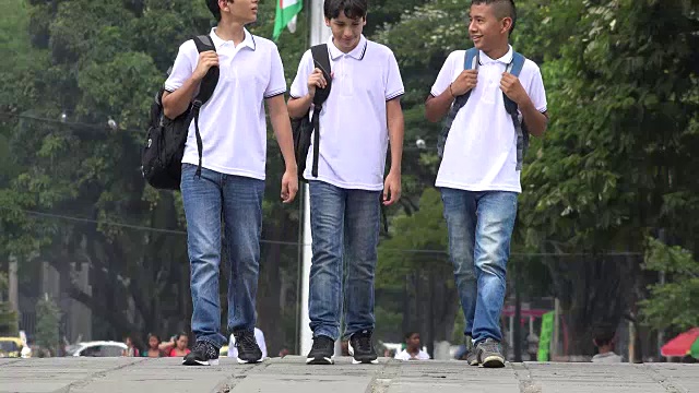 少年男学生走路视频素材