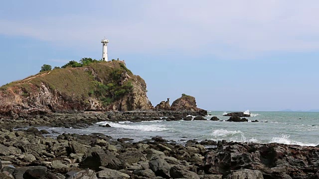 灯塔海洋海岸海滩。视频素材