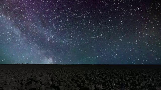 星际轨迹银河系宇宙延时。北极星，地球绕轴旋转时位于中心的北极星。星迹延时视频素材