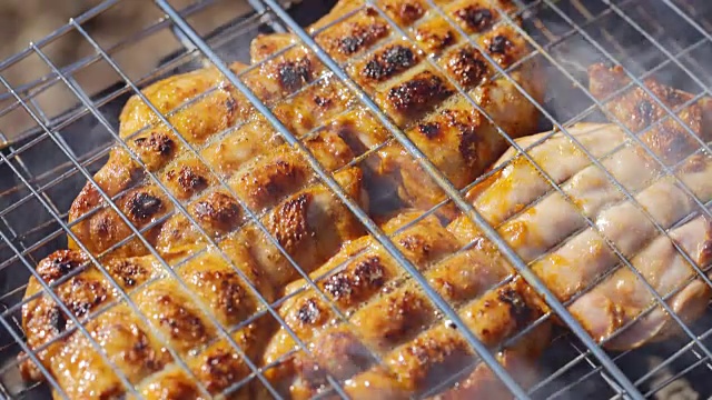烤架上的鸡肉视频素材画面2