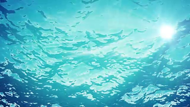 高质量的海浪动画从水下漂浮的浮游生物。光线照进来。伟大的流行海洋背景高清，高清晰度4k。视频素材画面1