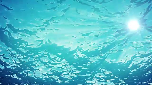 高质量的海浪动画从水下漂浮的浮游生物。光线照进来。伟大的流行海洋背景高清，高清晰度4k。视频素材画面2