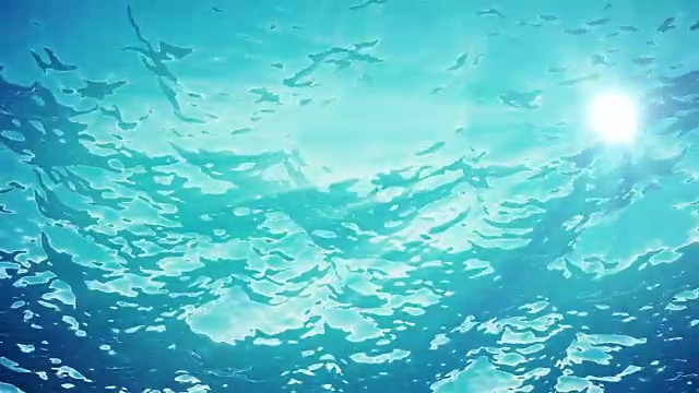 高质量的海浪动画从水下漂浮的浮游生物。光线照进来。伟大的流行海洋背景高清，高清晰度4k。视频素材画面3