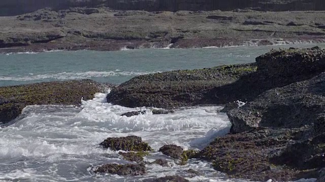 海浪撞击岩石视频素材