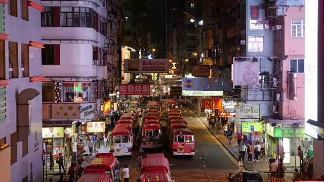 香港小巴士及霓虹灯孟角视频素材