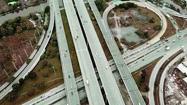 鸟瞰图曼谷市区的交通，高质量的镜头4K视频素材