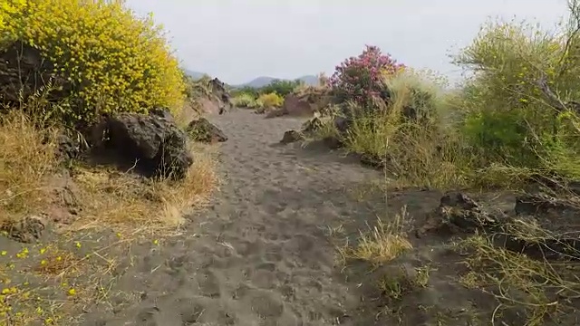 在阳光明媚的夏日里，漫步在火山的伊奥利亚岛上，地中海海景视频素材