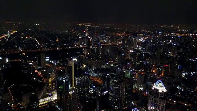 4K空中曼谷交通夜景视频素材