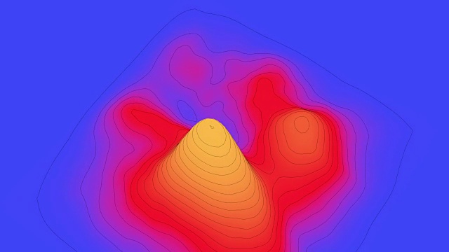 地形表面结构的3D插图，看起来像地形图视频素材