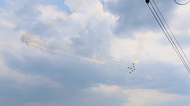 空军对他们的新飞机进行训练，在空中制造特技视频素材画面2