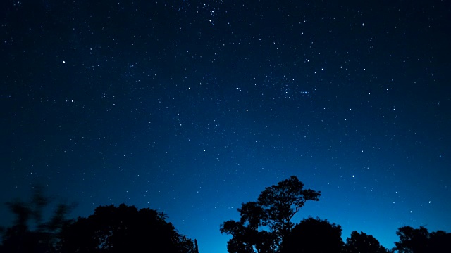 夜空和星星，时间流逝的银河和辉光，星星和飞机的轨迹。视频素材