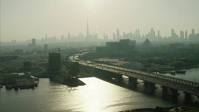 航空迪拜城市迪拜河阿联酋视频素材画面2