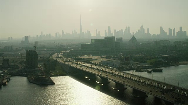 航空迪拜城市迪拜河阿联酋视频素材画面4