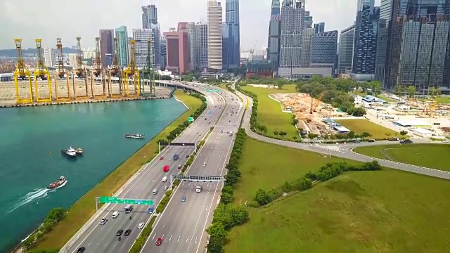 新加坡高速公路南码头鸟瞰图视频素材