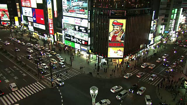 日本札幌须木野十字路口夜景视频素材