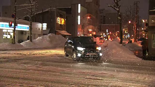 日本札幌须木野的雪夜视频素材