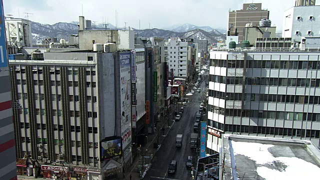 雪山和Susukino，札幌，日本视频素材