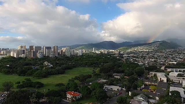 风暴接近檀香山彩虹拱门瓦胡岛夏威夷视频素材