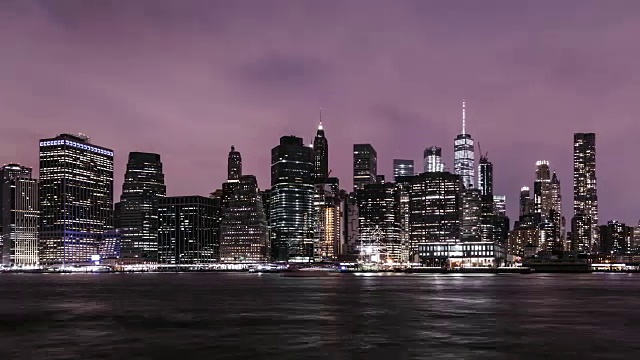 T/L PAN Downtown Manhattan at Night /纽约视频素材