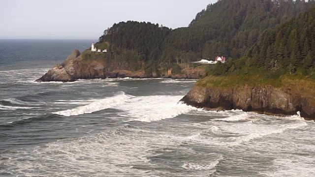 海克塔灯塔俄勒冈海岸海洋航海海岸灯塔视频素材