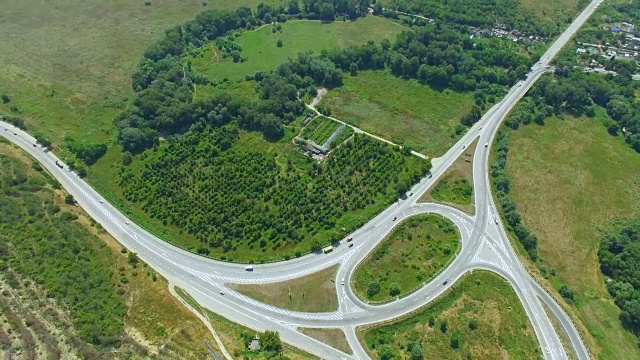 航拍:乡村高速公路，俯视图视频素材