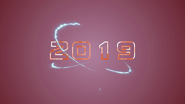 新年概念，运动圆跟踪与故障照明2019年视频素材画面2