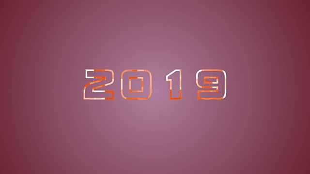 新年概念，运动圆跟踪与故障照明2019年视频素材画面3