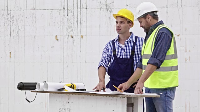 在建筑上工作的男性工程师视频素材