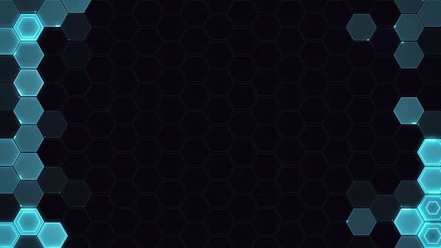 抽象六边形图案径向运动-蓝色视频素材画面3