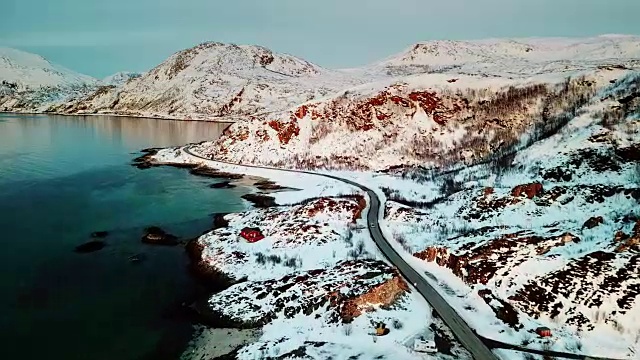 挪威海岸线鸟瞰图视频素材