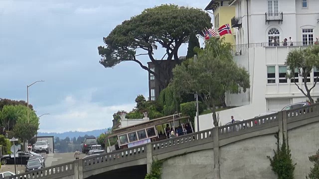 有缆车的旧金山山视频素材