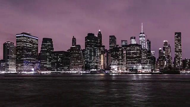 T/L TU Downtown Manhattan at Night /美国纽约视频素材