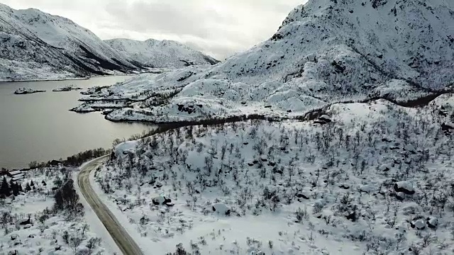 挪威罗浮敦群岛的空中景观视频素材