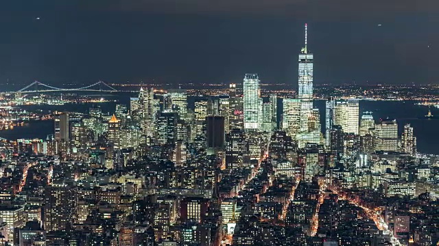 T/L HA PAN曼哈顿天际线/纽约的夜景视频素材