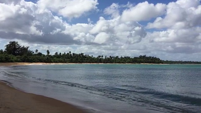 海浪冲击着荒芜的海滩视频素材