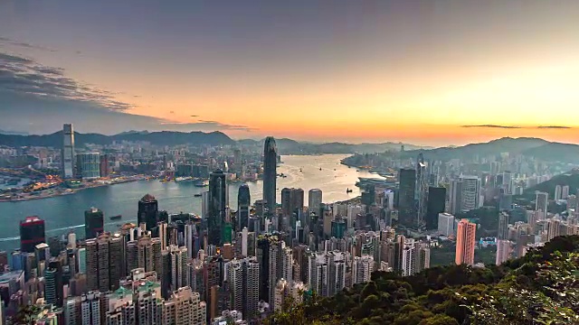 维多利亚港早晨日出时间视频素材画面1