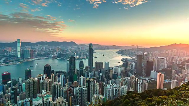 维多利亚港早晨日出时间视频素材画面2