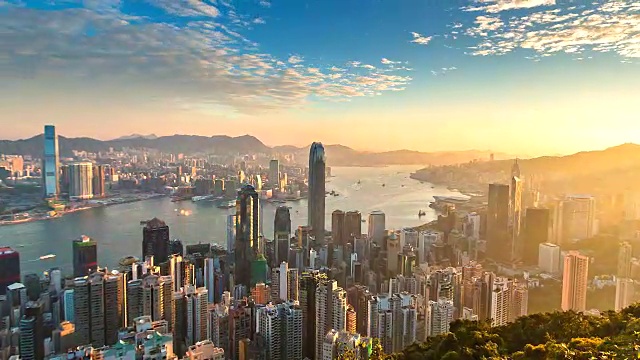 维多利亚港早晨日出时间视频素材画面3